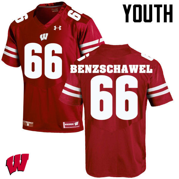 Wisconsin Badgers Youth #66 Beau Benzschawel NCAA Under Armour Authentic Red College Stitched Football Jersey PI40J16XG